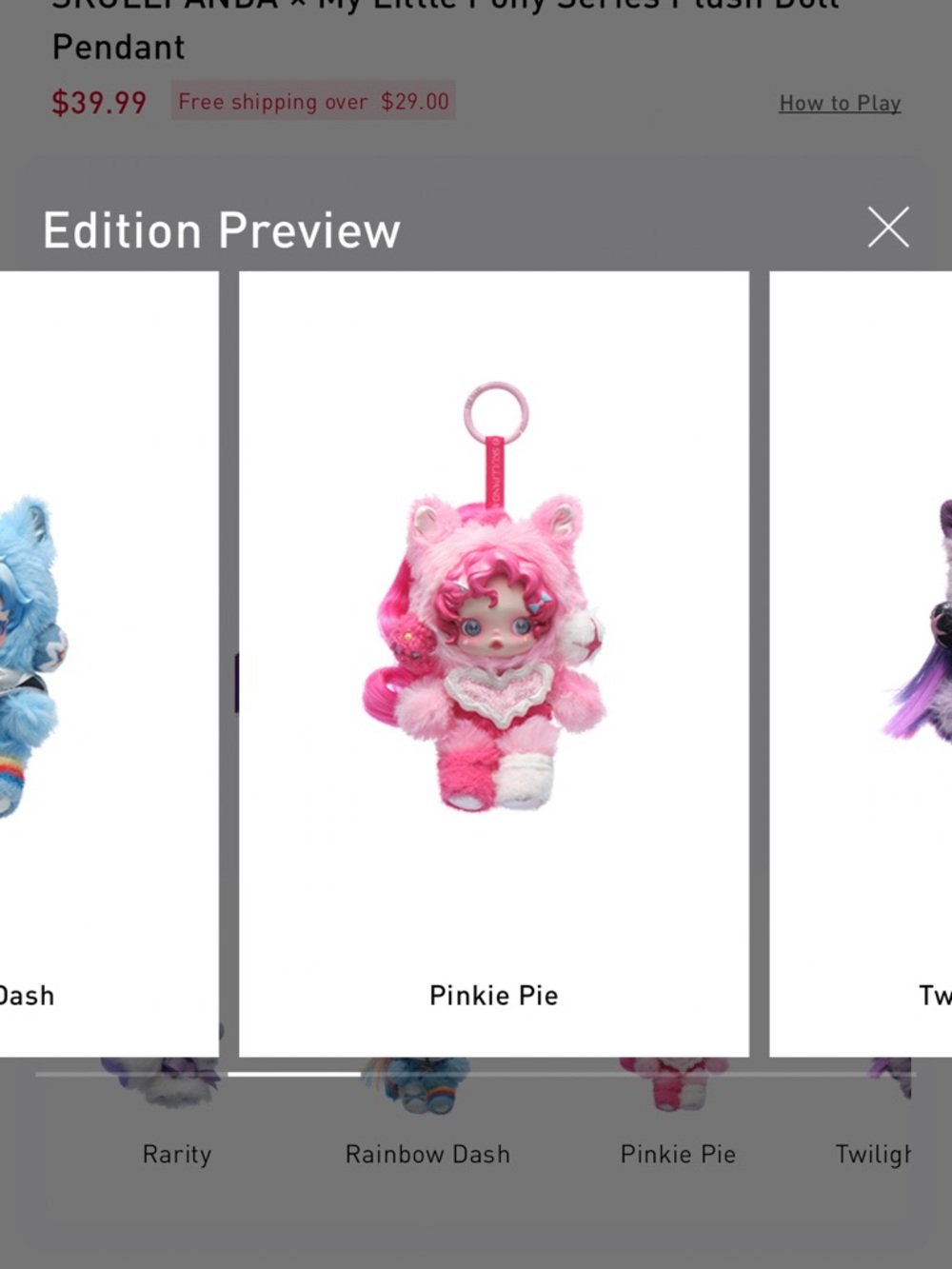 Pop Mart Skullpanda x My Little Pony Series Pinkie Pie NIB